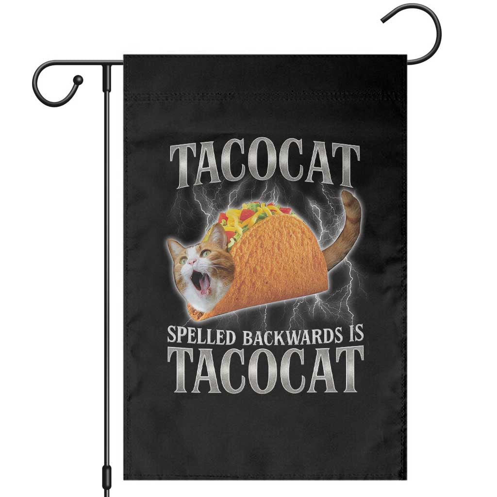 Tacocat Spelled Backwards Is Tacocat Garden Flag Funny Cat Gift 90s Bootleg TS10 Black Print Your Wear