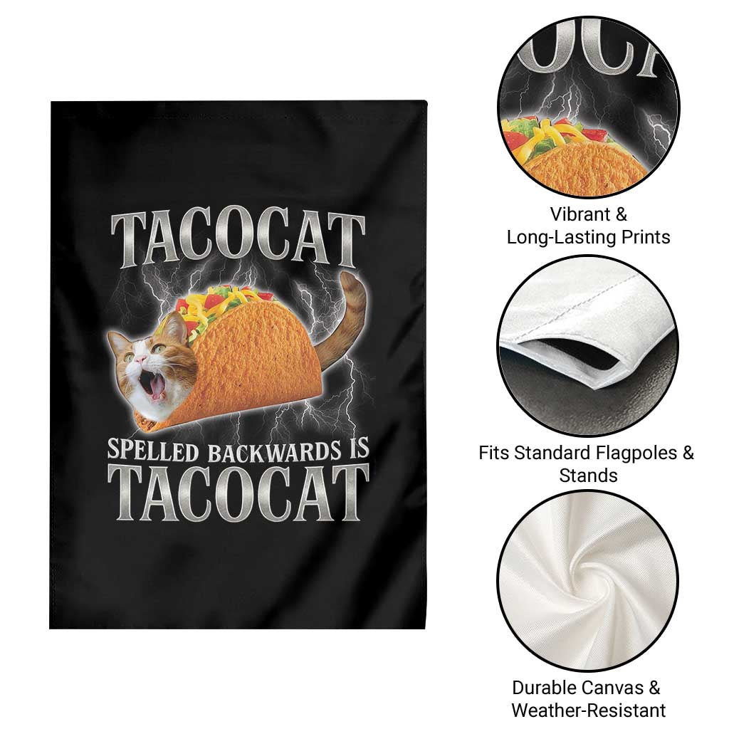 Tacocat Spelled Backwards Is Tacocat Garden Flag Funny Cat Gift 90s Bootleg TS10 Print Your Wear