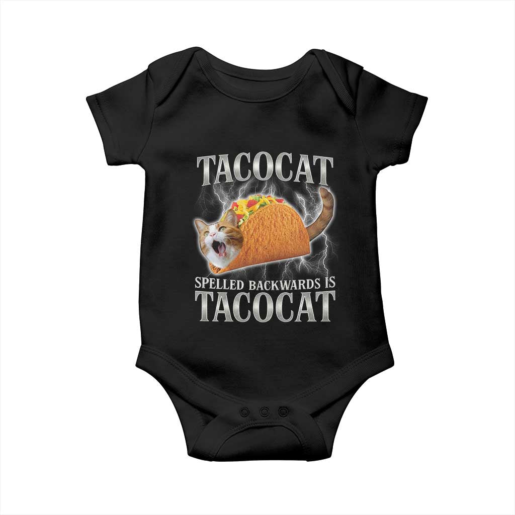 Tacocat Spelled Backwards Is Tacocat Baby Onesie Funny Cat Gift 90s Bootleg TS10 Black Print Your Wear
