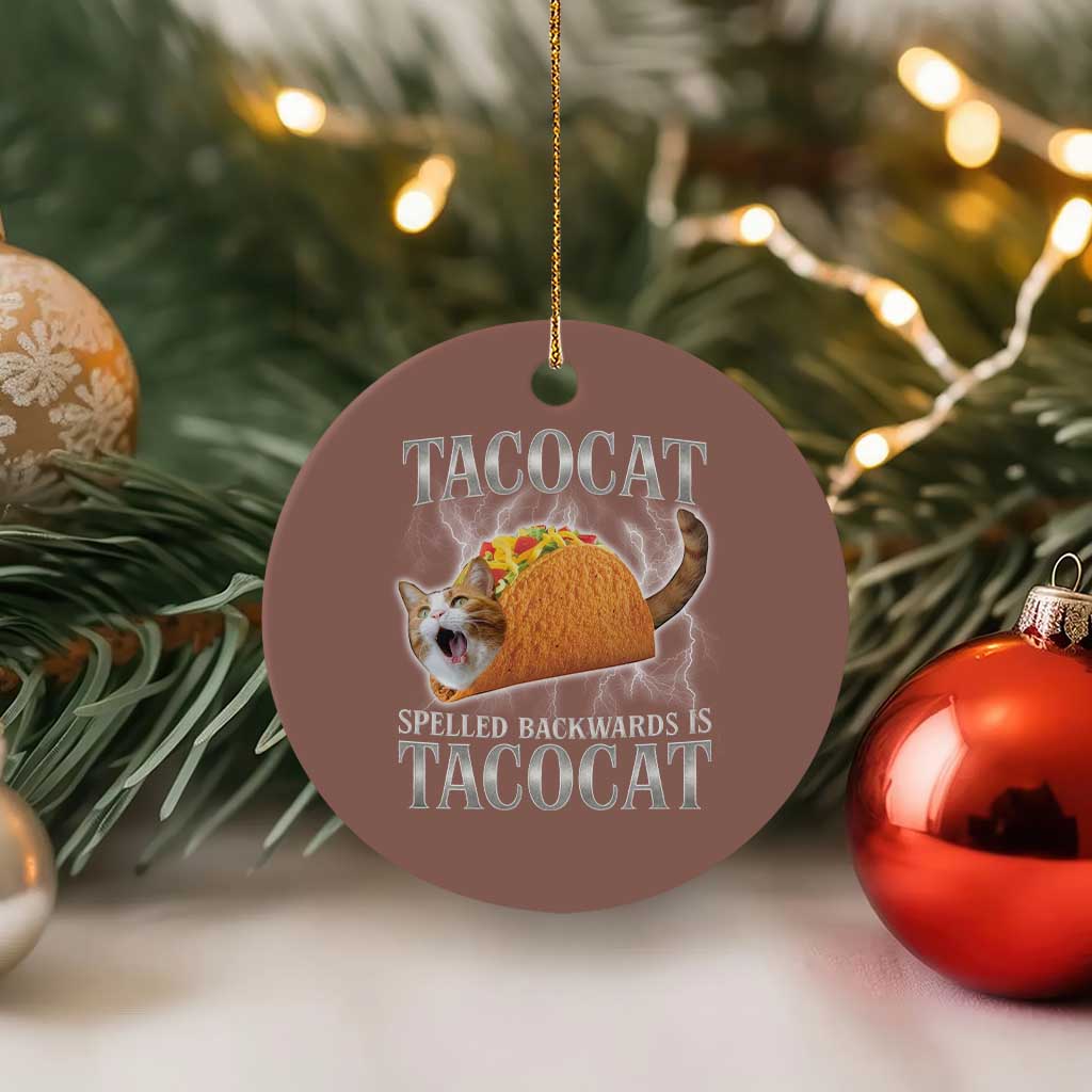 Tacocat Spelled Backwards Is Tacocat Ceramic Ornament Funny Cat Gift 90s Bootleg TS10 1pc Mocha Print Your Wear