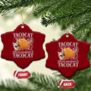 Tacocat Spelled Backwards Is Tacocat Ceramic Ornament Funny Cat Gift 90s Bootleg TS10 Print Your Wear