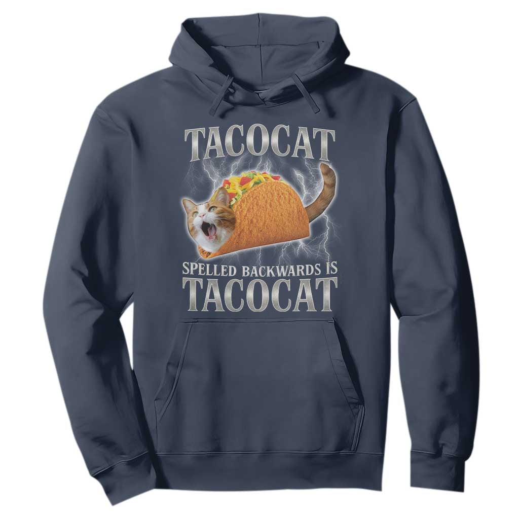 Tacocat Spelled Backwards Is Tacocat Hoodie Funny Cat Gift 90s Bootleg TS10 Navy Print Your Wear