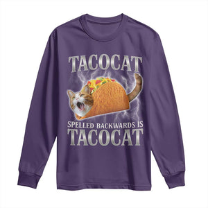Tacocat Spelled Backwards Is Tacocat Long Sleeve Shirt Funny Cat Gift 90s Bootleg TS10 Purple Print Your Wear