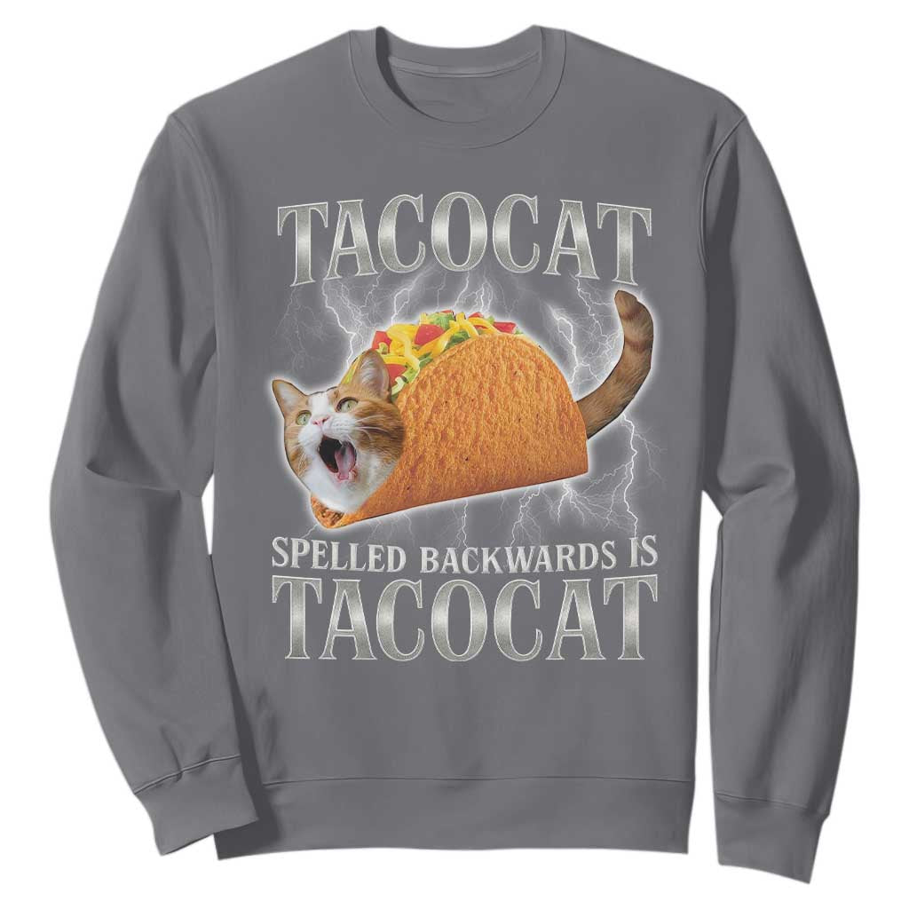 Tacocat Spelled Backwards Is Tacocat Sweatshirt Funny Cat Gift 90s Bootleg TS10 Charcoal Print Your Wear