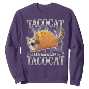 Tacocat Spelled Backwards Is Tacocat Sweatshirt Funny Cat Gift 90s Bootleg TS10 Purple Print Your Wear