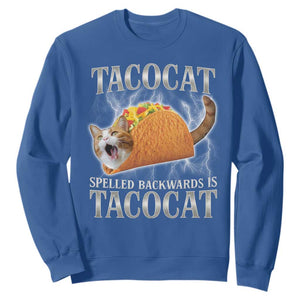 Tacocat Spelled Backwards Is Tacocat Sweatshirt Funny Cat Gift 90s Bootleg TS10 Royal Blue Print Your Wear