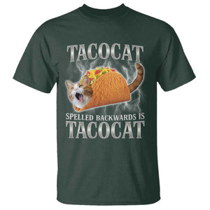 Tacocat Spelled Backwards Is Tacocat T Shirt Funny Cat Gift 90s Bootleg TS10 Dark Forest Green Print Your Wear