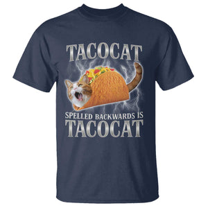 Tacocat Spelled Backwards Is Tacocat T Shirt Funny Cat Gift 90s Bootleg TS10 Navy Print Your Wear
