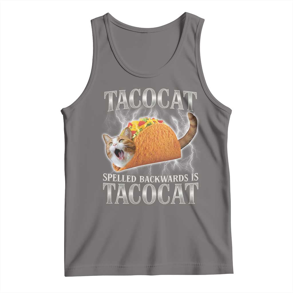 Tacocat Spelled Backwards Is Tacocat Tank Top Funny Cat Gift 90s Bootleg TS10 Deep Heather Print Your Wear