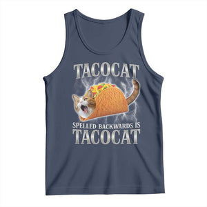 Tacocat Spelled Backwards Is Tacocat Tank Top Funny Cat Gift 90s Bootleg TS10 Navy Print Your Wear