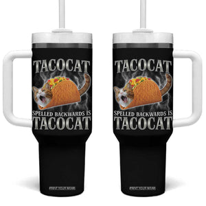 Tacocat Spelled Backwards Is Tacocat Tumbler With Handle Funny Cat Gift 90s Bootleg TS10 One Size: 40 oz Black Print Your Wear
