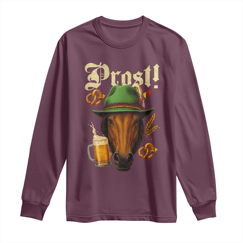 Oktoberfest Horse Long Sleeve Shirt German Octoberfest Beer Prost Drinking TS10 Maroon Print Your Wear