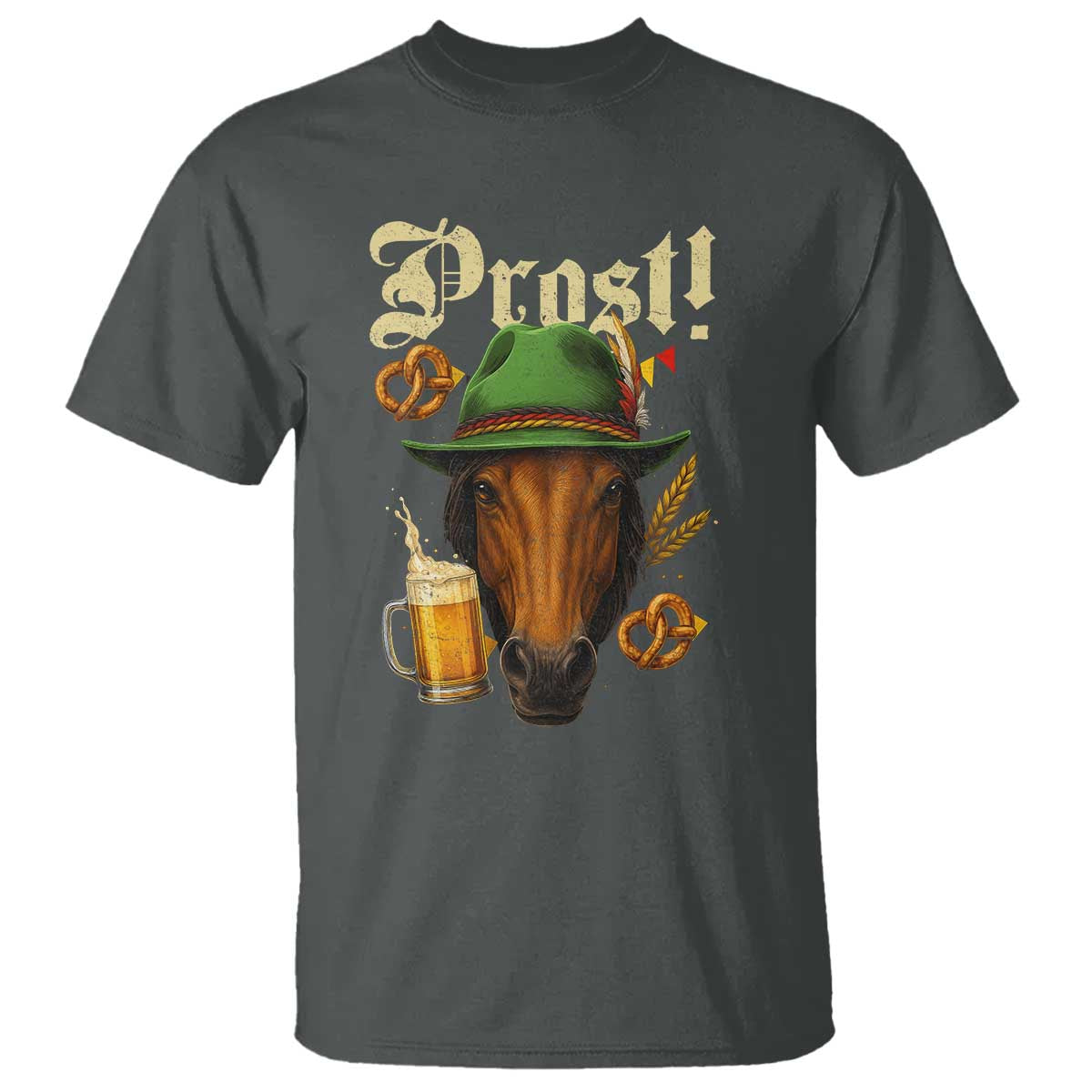 Oktoberfest Horse T Shirt German Octoberfest Beer Prost Drinking TS10 Dark Heather Print Your Wear