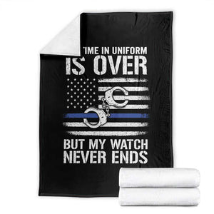 Police Retirement Throw Blanket Handcuffs US Flag Retired Police Graphic TS10 Black Print Your Wear