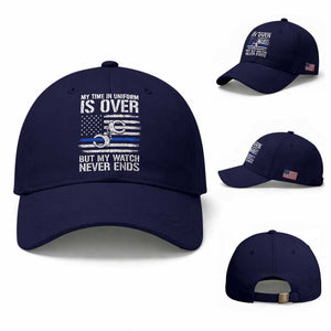 Police Retirement Baseball Cap Handcuffs US Flag Retired Police Graphic TS10 Baseball Cap Universal Fit Dark Blue Print Your Wear