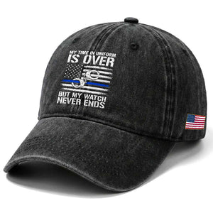 Police Retirement Washed Cotton Baseball Cap Handcuffs US Flag Retired Police Graphic TS10 Print Your Wear