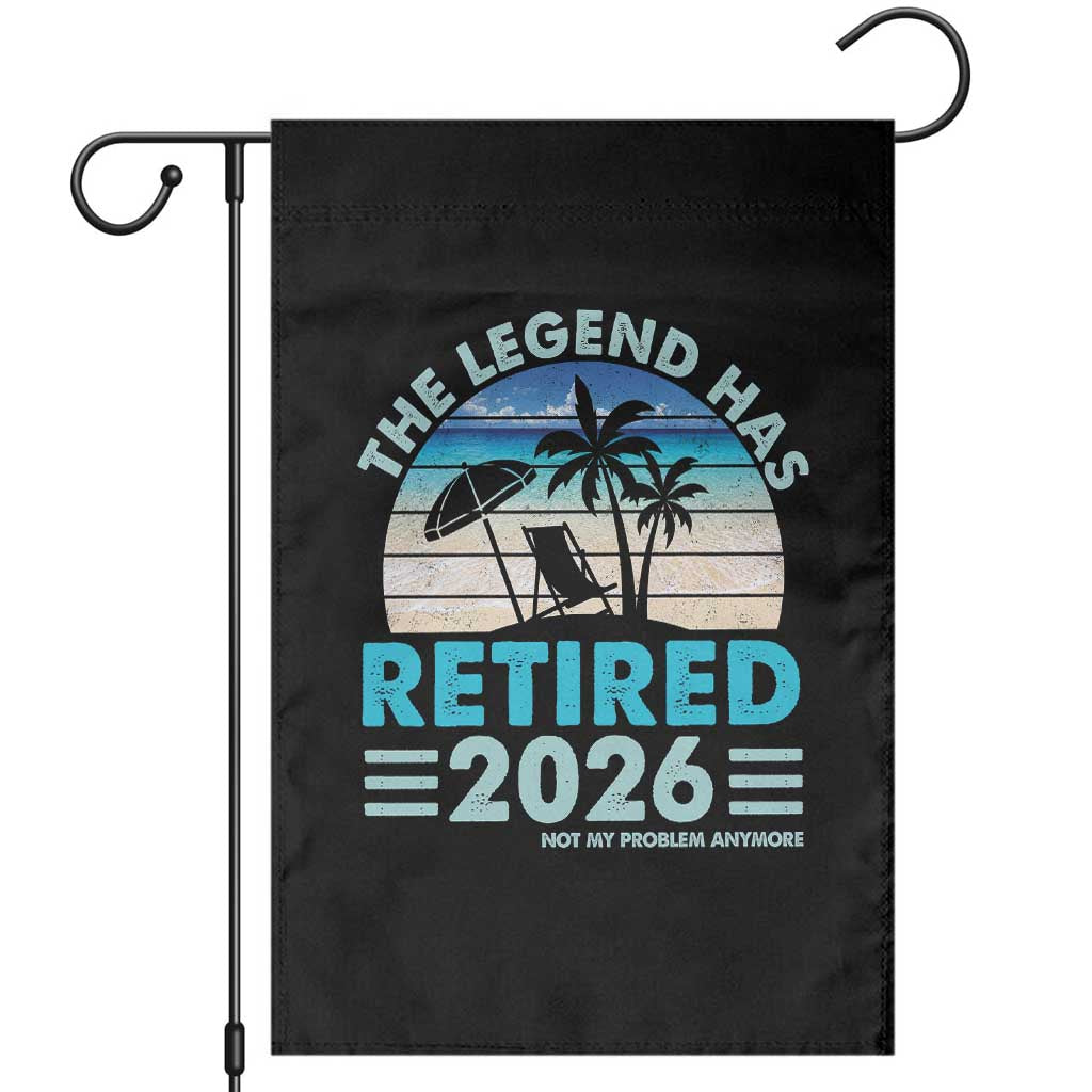 The Legend Has Retired 2026 Garden Flag Vintage Tropical Beach Sunset Graphic Ocean Vibes TS10 Black Print Your Wear