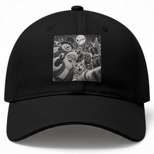 Funny Christmas Cat Selfie With Santa Baseball Cap Retro Snowman Gingerbread Squad
