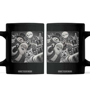 Funny Christmas Cat Selfie With Santa Coffee Mug Retro Snowman Gingerbread Squad
