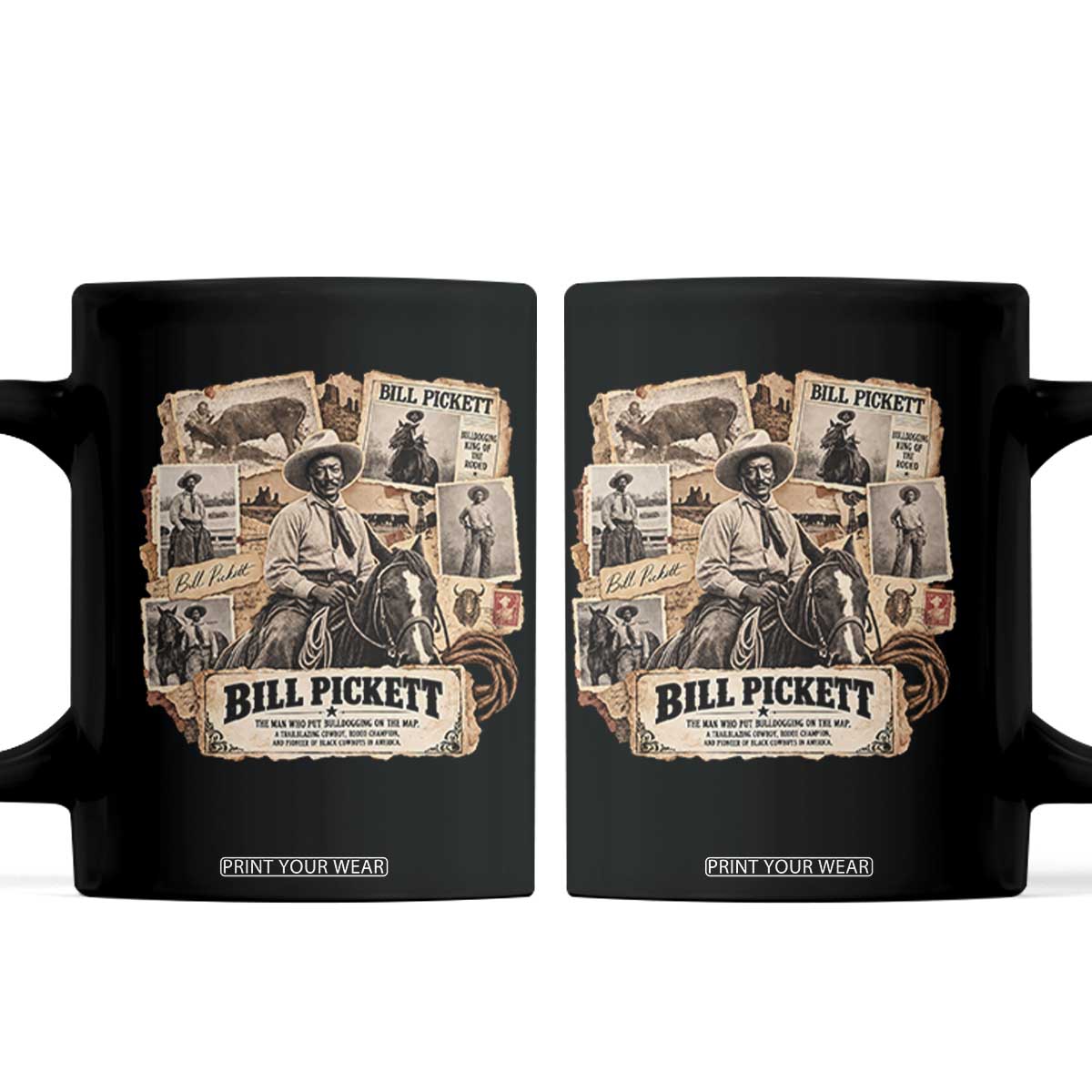 Bill Pickett Black Cowboy History Coffee Mug Vintage Western Rodeo Pioneer Bulldogging