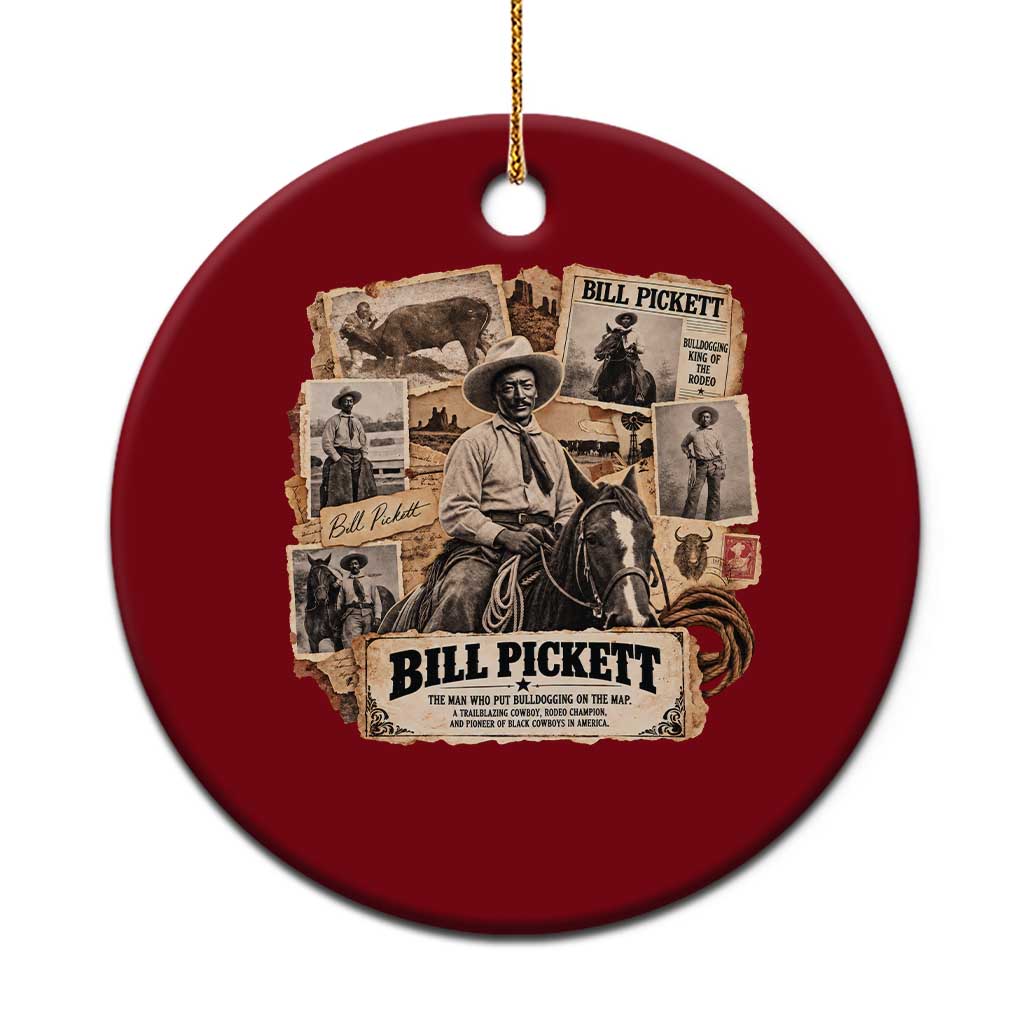 Bill Pickett Black Cowboy History Ceramic Ornament Vintage Western Rodeo Pioneer Bulldogging