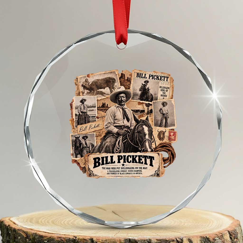 Bill Pickett Black Cowboy History Crystal Glass Ornament Vintage Western Rodeo Pioneer Bulldogging