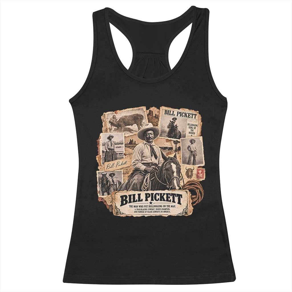 Bill Pickett Black Cowboy History Racerback Tank Top Vintage Western Rodeo Pioneer Bulldogging