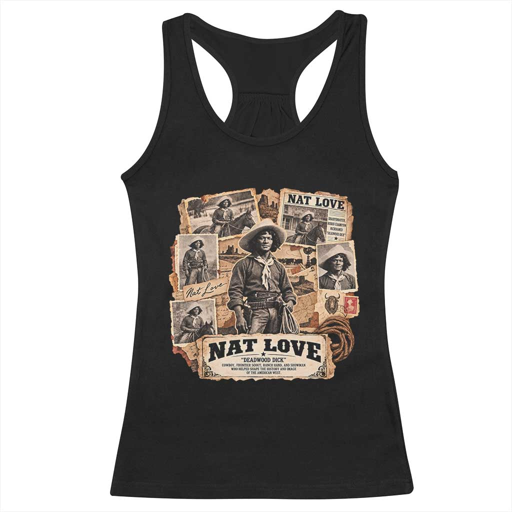 Nat Love Black Cowboy History Racerback Tank Top Vintage Western Rodeo Frontier Scout