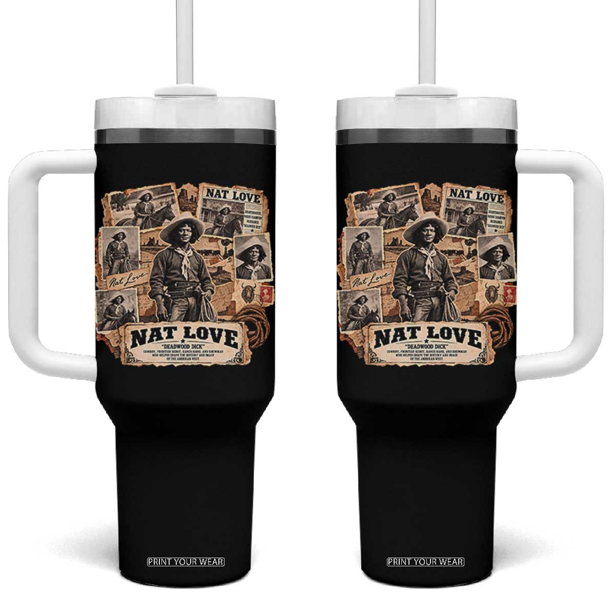 Nat Love Black Cowboy History Tumbler With Handle Vintage Western Rodeo Frontier Scout