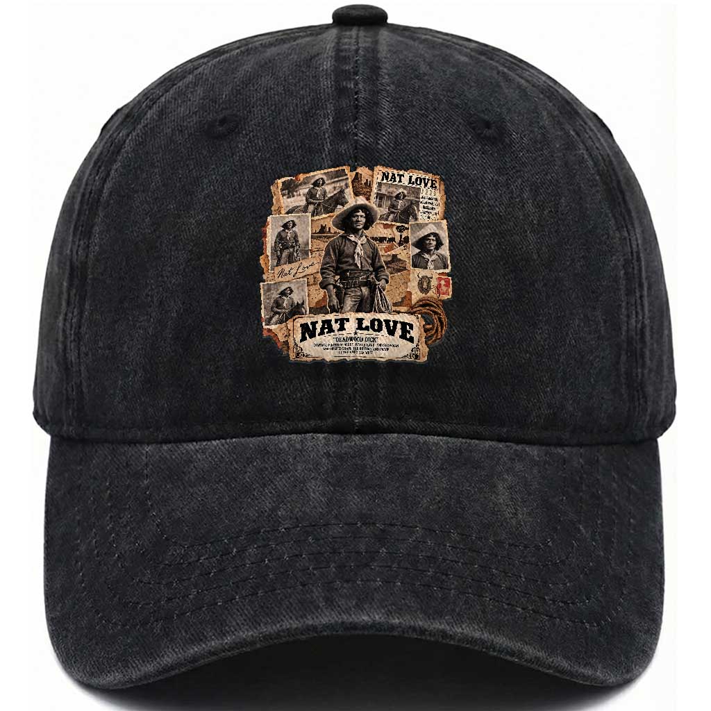 Nat Love Black Cowboy History Washed Cotton Baseball Cap Vintage Western Rodeo Frontier Scout