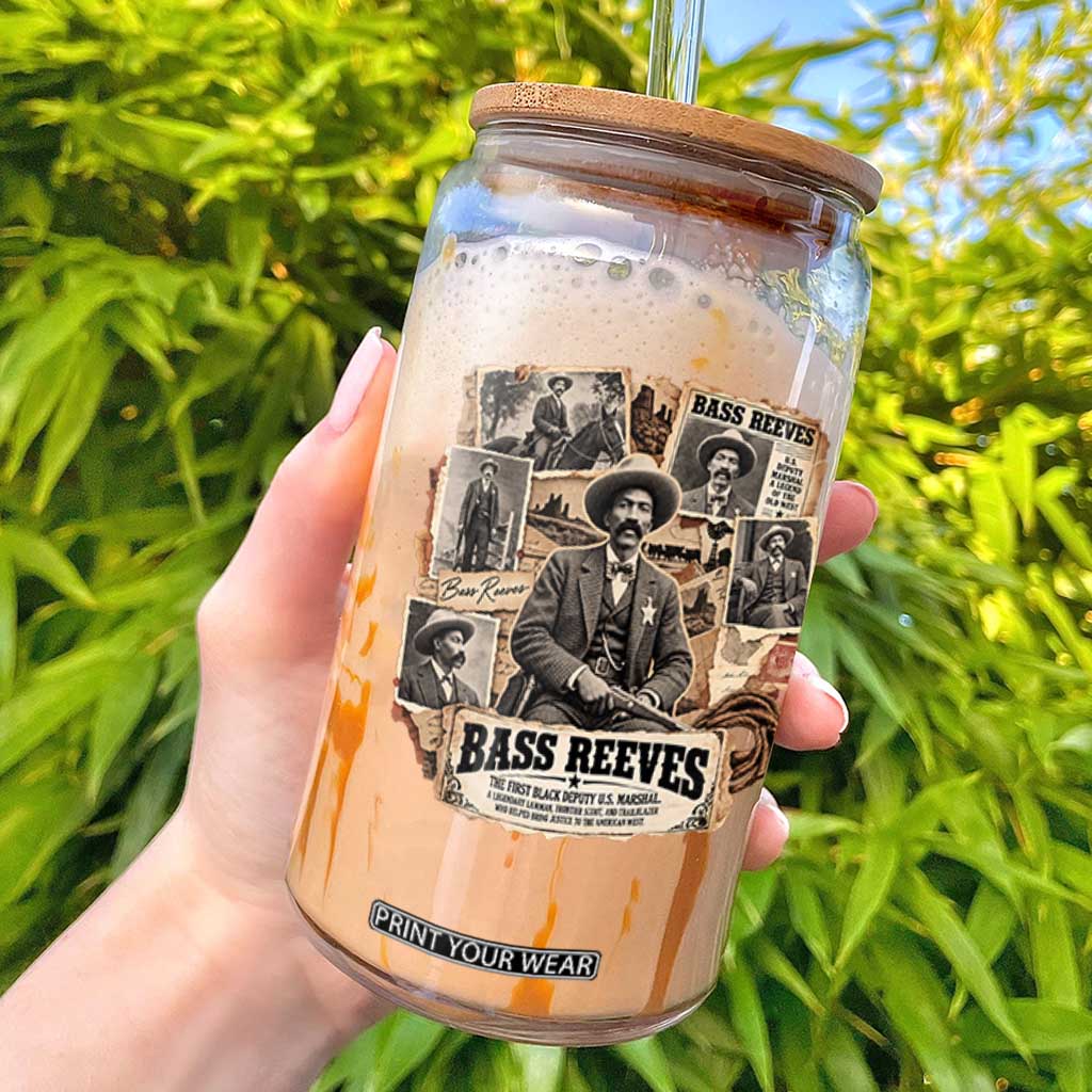 Bass Reeves Black Cowboy History Glass Can Vintage Western US Deputy Marshal Pioneer