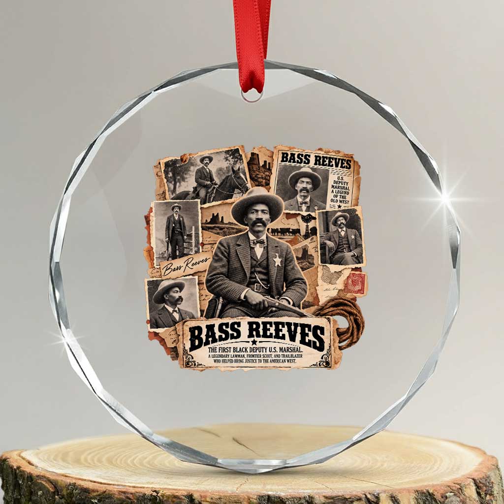 Bass Reeves Black Cowboy History Crystal Glass Ornament Vintage Western US Deputy Marshal Pioneer