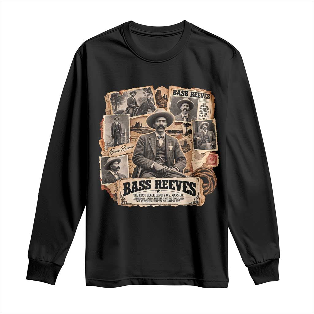 Bass Reeves Black Cowboy History Long Sleeve Shirt Vintage Western US Deputy Marshal Pioneer