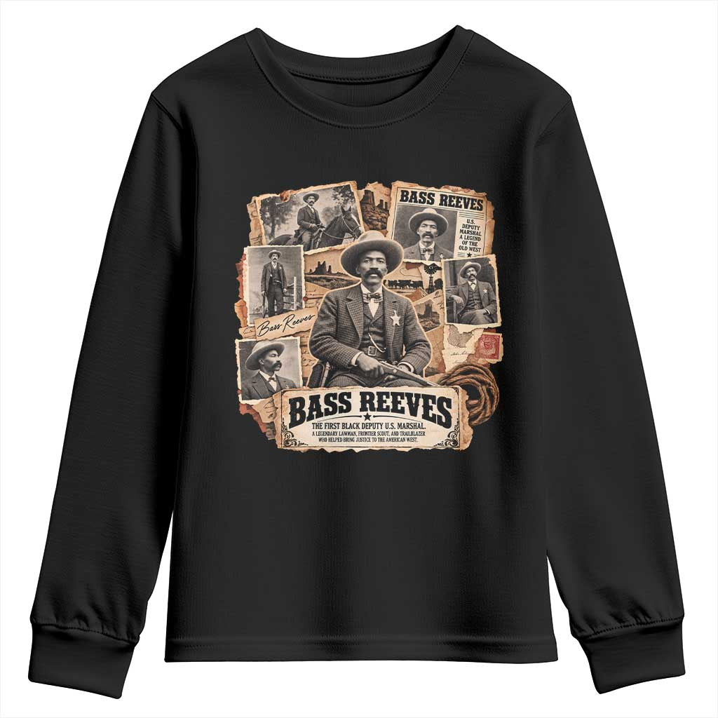 Bass Reeves Black Cowboy History Youth Sweatshirt Vintage Western US Deputy Marshal Pioneer