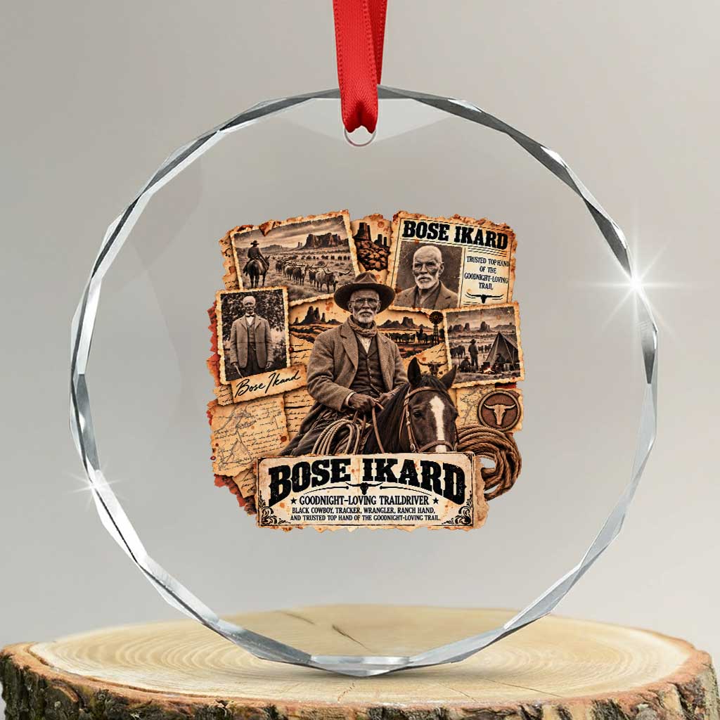 Bose Ikard Black Cowboy History Crystal Glass Ornament Vintage Western Traildriver Pioneer
