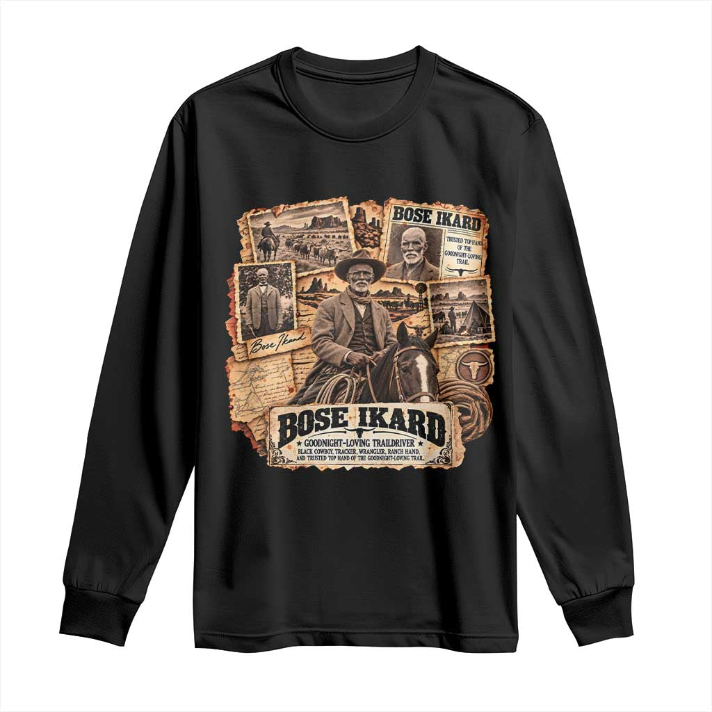 Bose Ikard Black Cowboy History Long Sleeve Shirt Vintage Western Traildriver Pioneer
