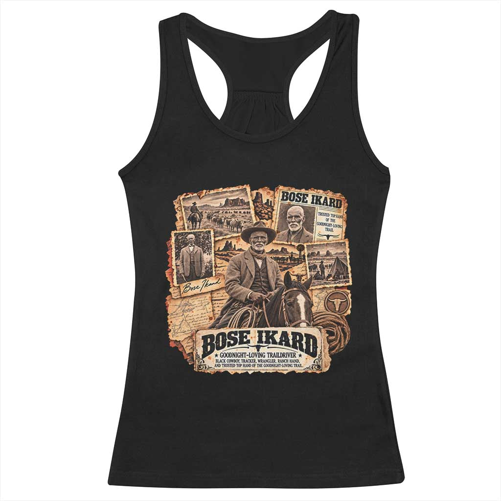 Bose Ikard Black Cowboy History Racerback Tank Top Vintage Western Traildriver Pioneer