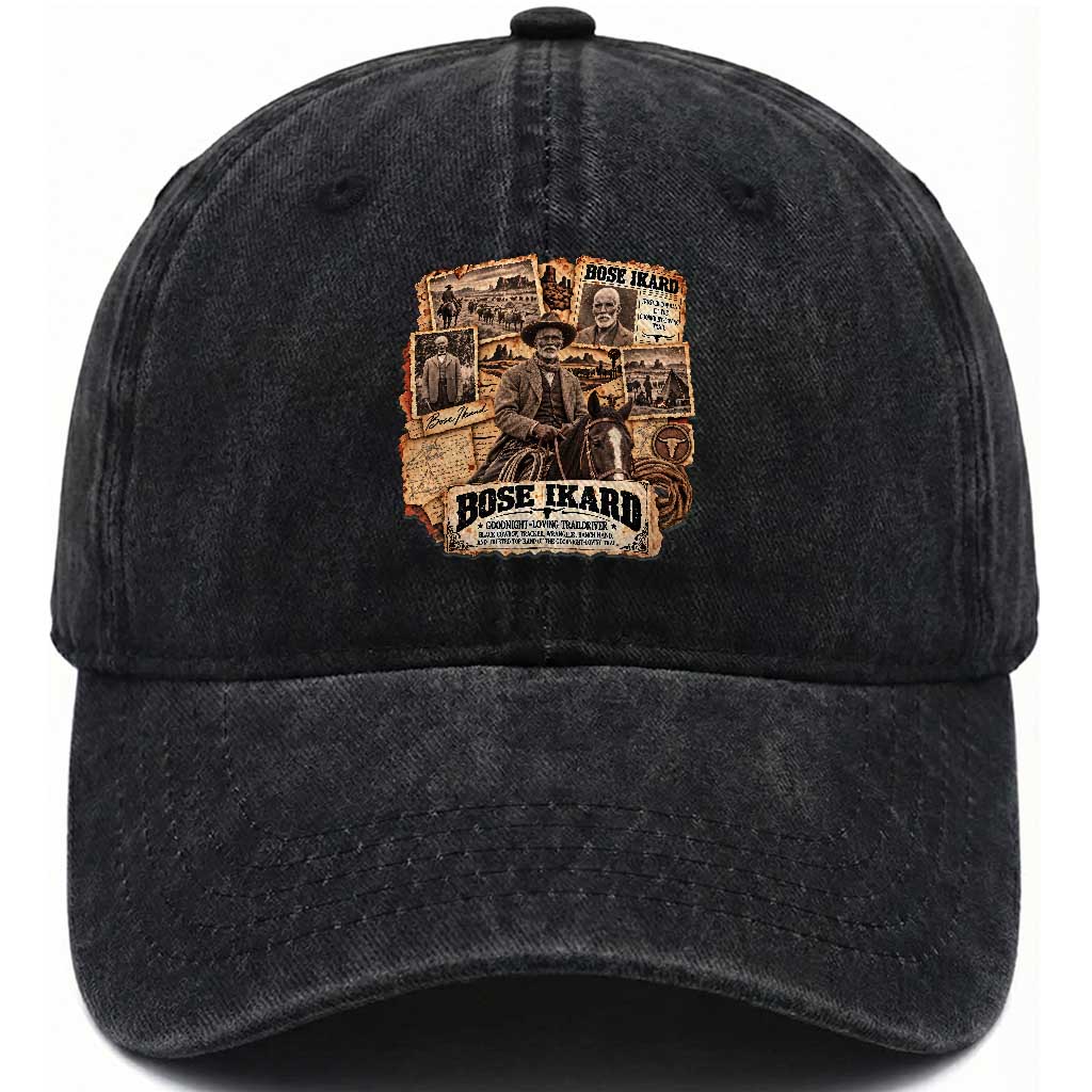 Bose Ikard Black Cowboy History Washed Cotton Baseball Cap Vintage Western Traildriver Pioneer