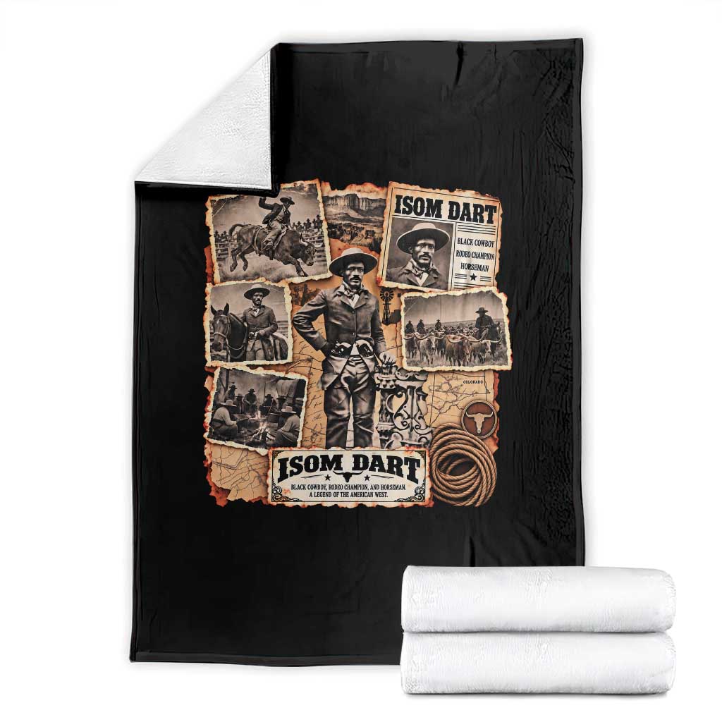Isom Dart Black Cowboy History Throw Blanket Vintage Western Rodeo Champion Horseman