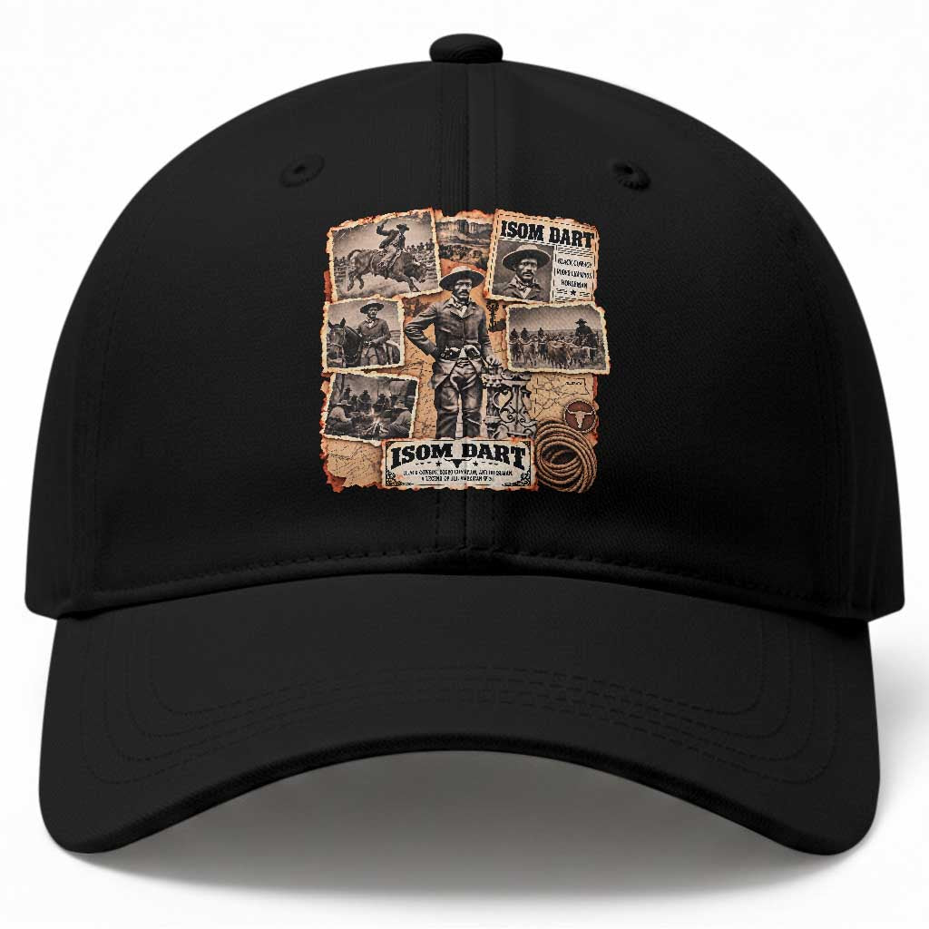 Isom Dart Black Cowboy History Baseball Cap Vintage Western Rodeo Champion Horseman