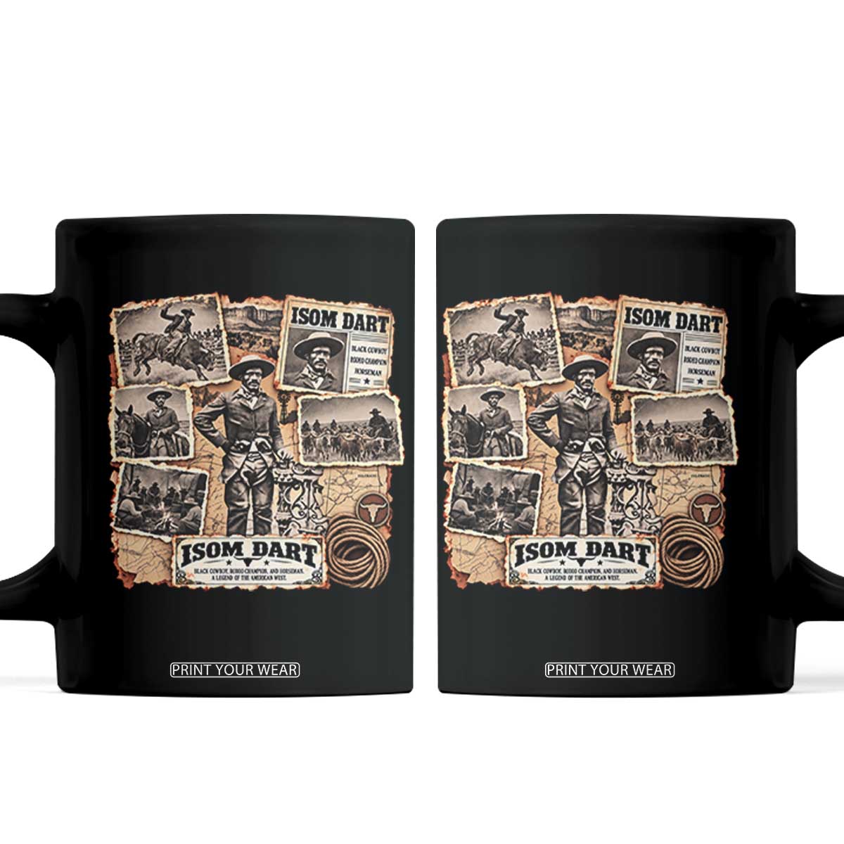 Isom Dart Black Cowboy History Coffee Mug Vintage Western Rodeo Champion Horseman
