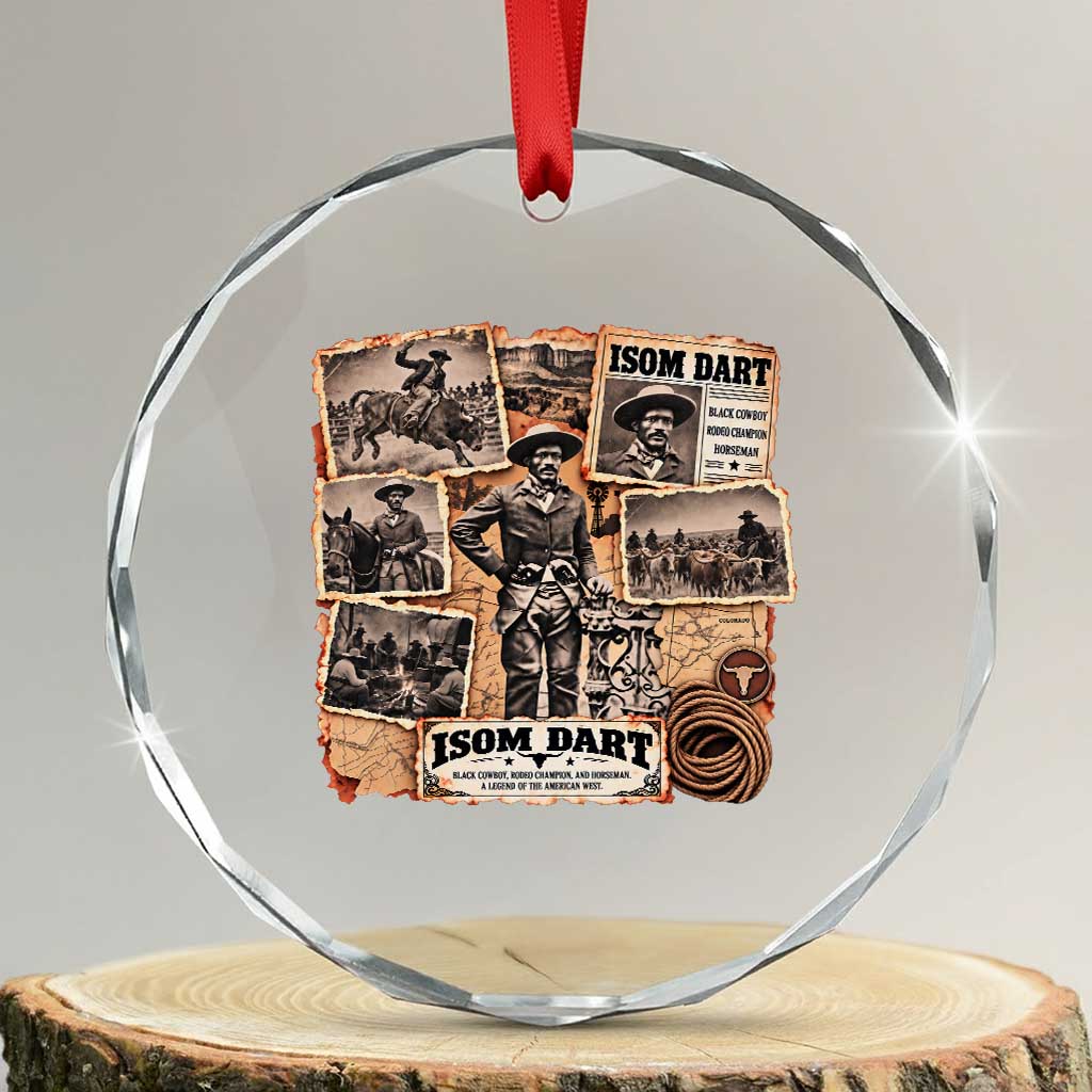 Isom Dart Black Cowboy History Crystal Glass Ornament Vintage Western Rodeo Champion Horseman