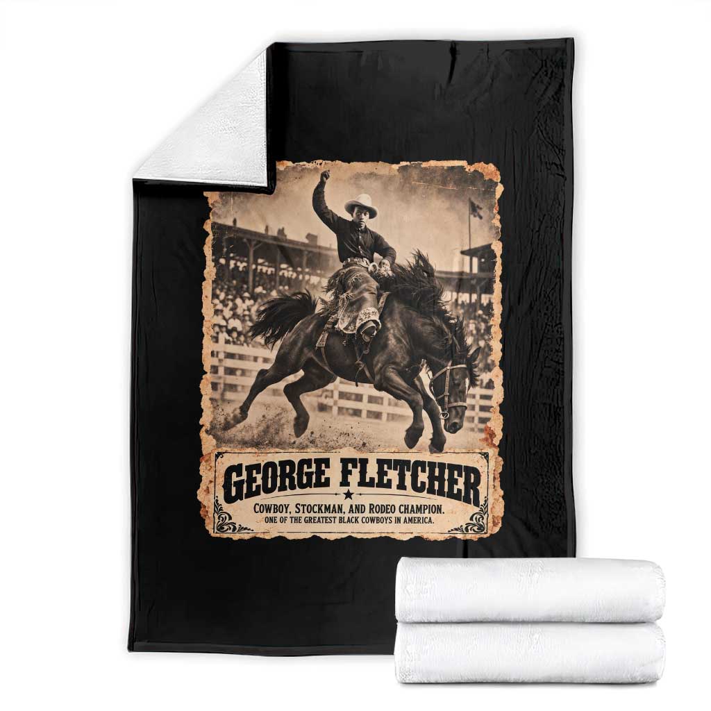 George Fletcher Black Cowboy History Throw Blanket Vintage Western Rodeo Champion