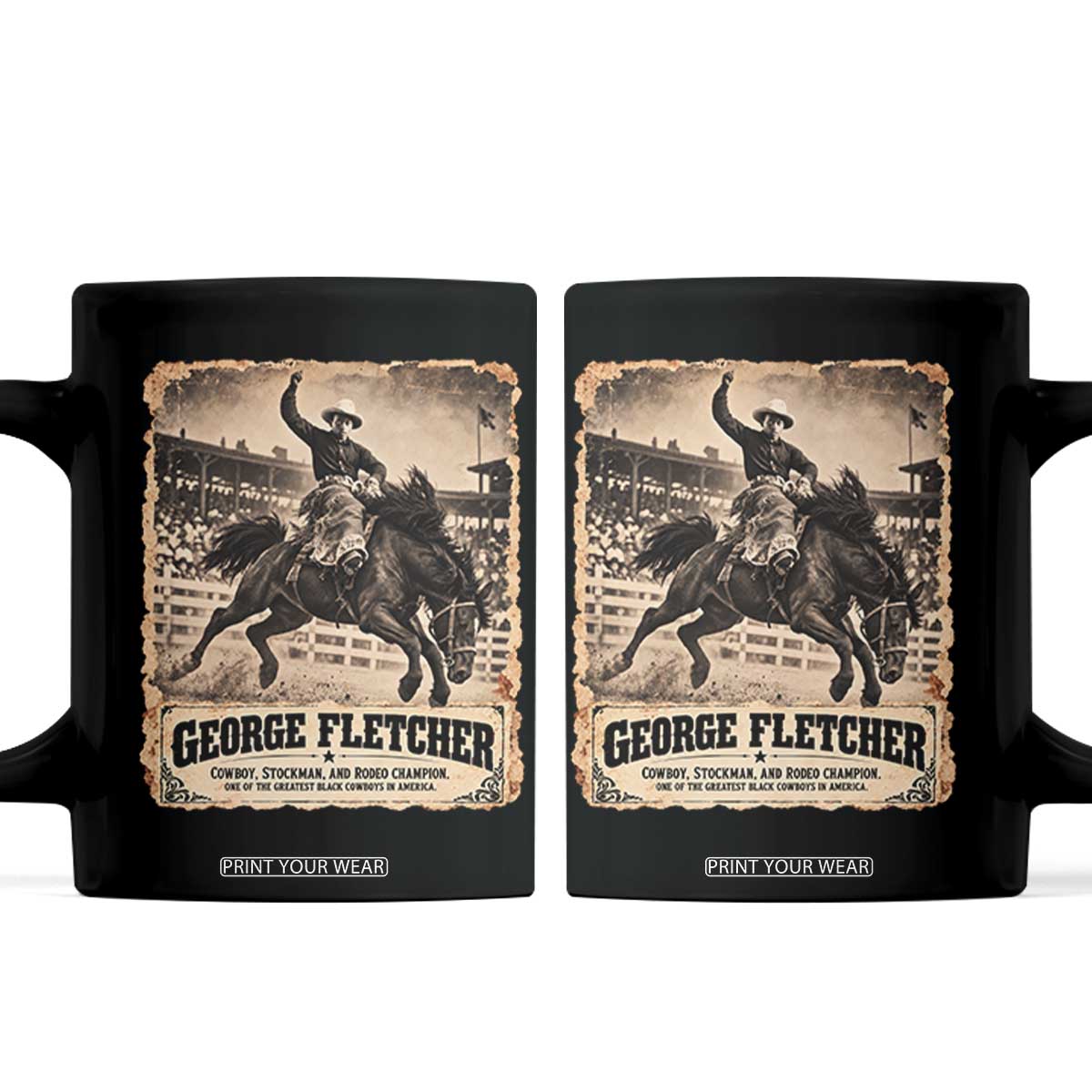 George Fletcher Black Cowboy History Coffee Mug Vintage Western Rodeo Champion