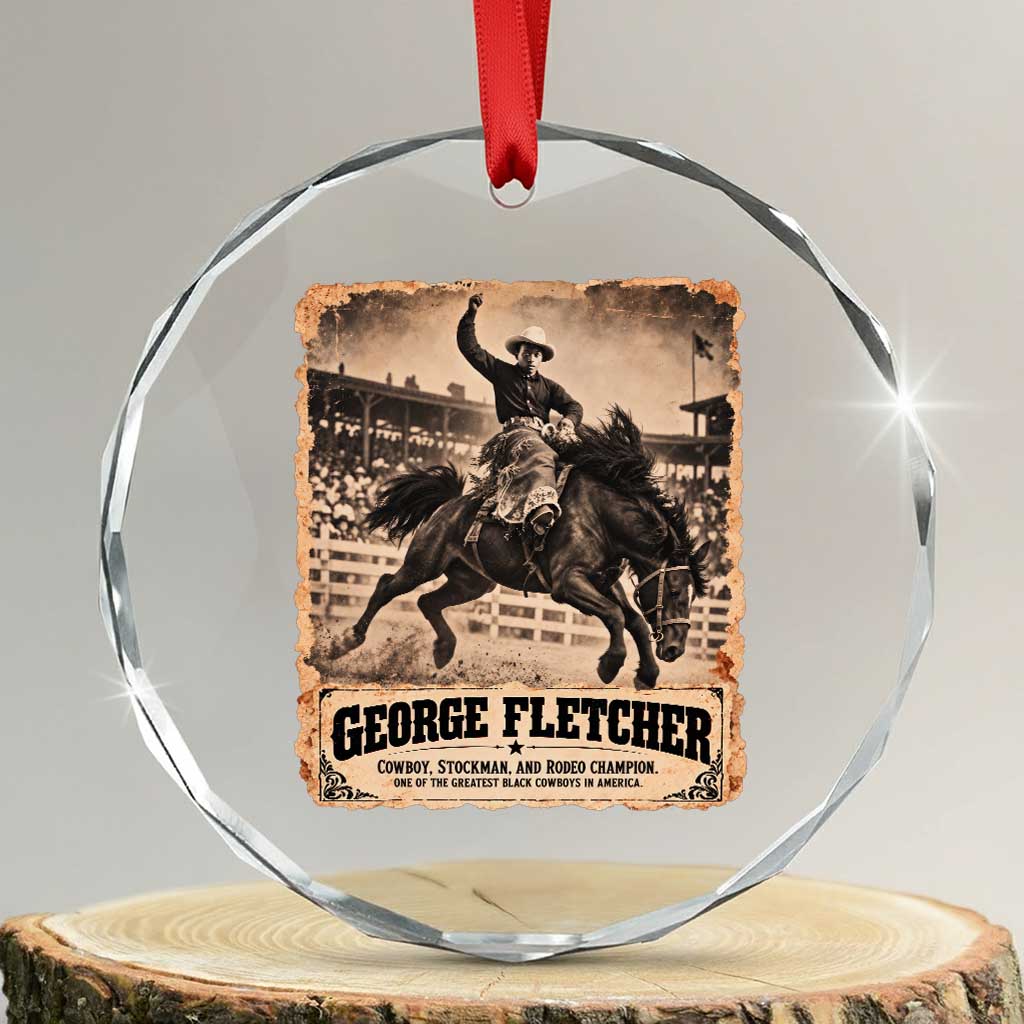 George Fletcher Black Cowboy History Crystal Glass Ornament Vintage Western Rodeo Champion