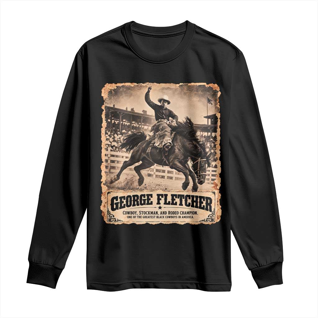 George Fletcher Black Cowboy History Long Sleeve Shirt Vintage Western Rodeo Champion