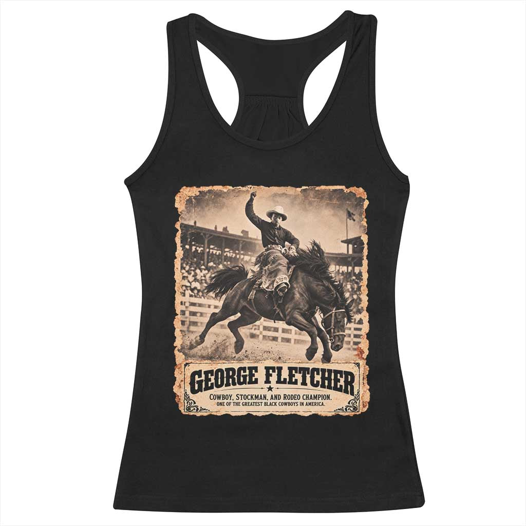 George Fletcher Black Cowboy History Racerback Tank Top Vintage Western Rodeo Champion