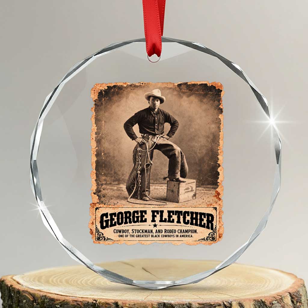 Vintage George Fletcher Black Cowboy Black History Month Crystal Glass Ornament