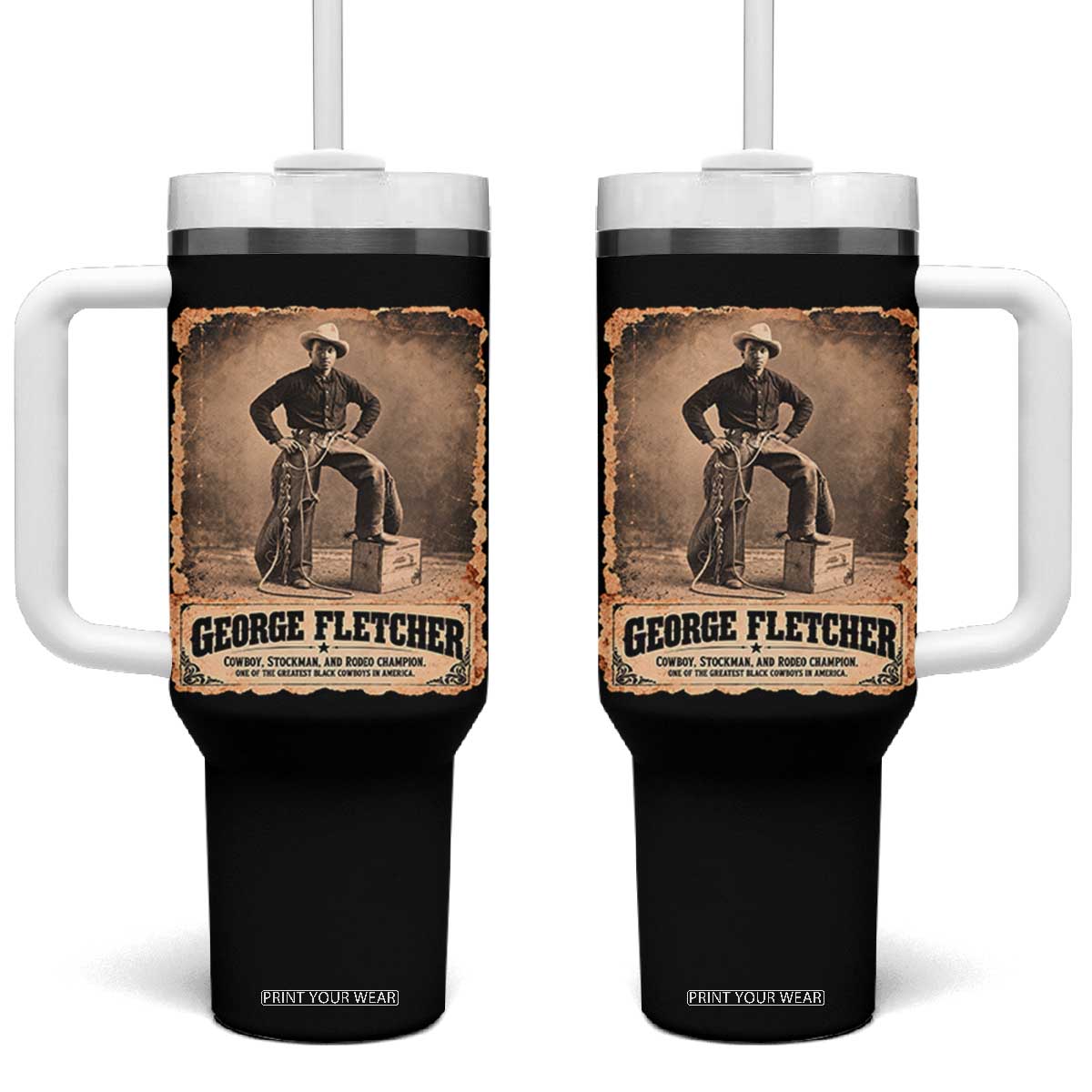 Vintage George Fletcher Black Cowboy Black History Month Tumbler With Handle