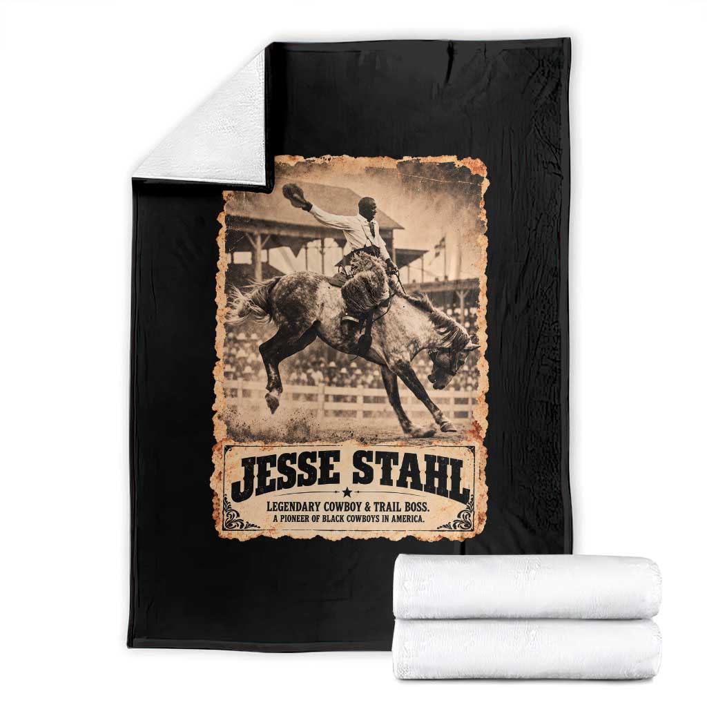 Jesse Stahl Black Cowboy History Throw Blanket Vintage Rodeo Trail Boss Black History Month